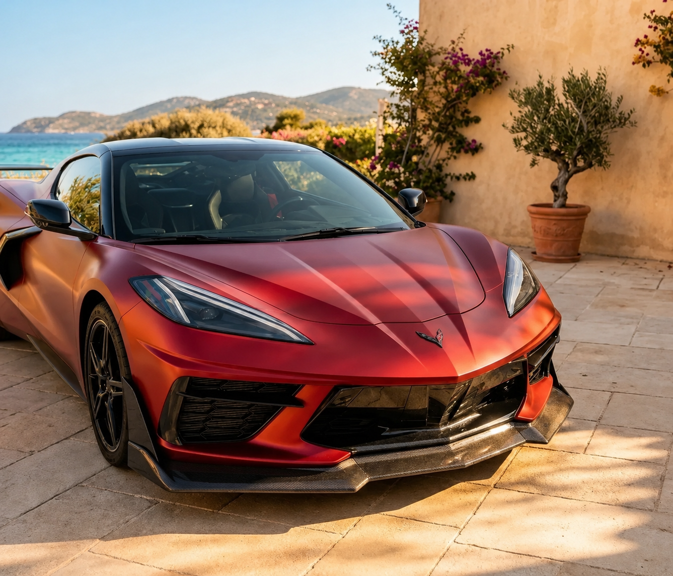C8 ZR1 Style Full Carbon Fiber Front Lip Splitter 2020-2026+